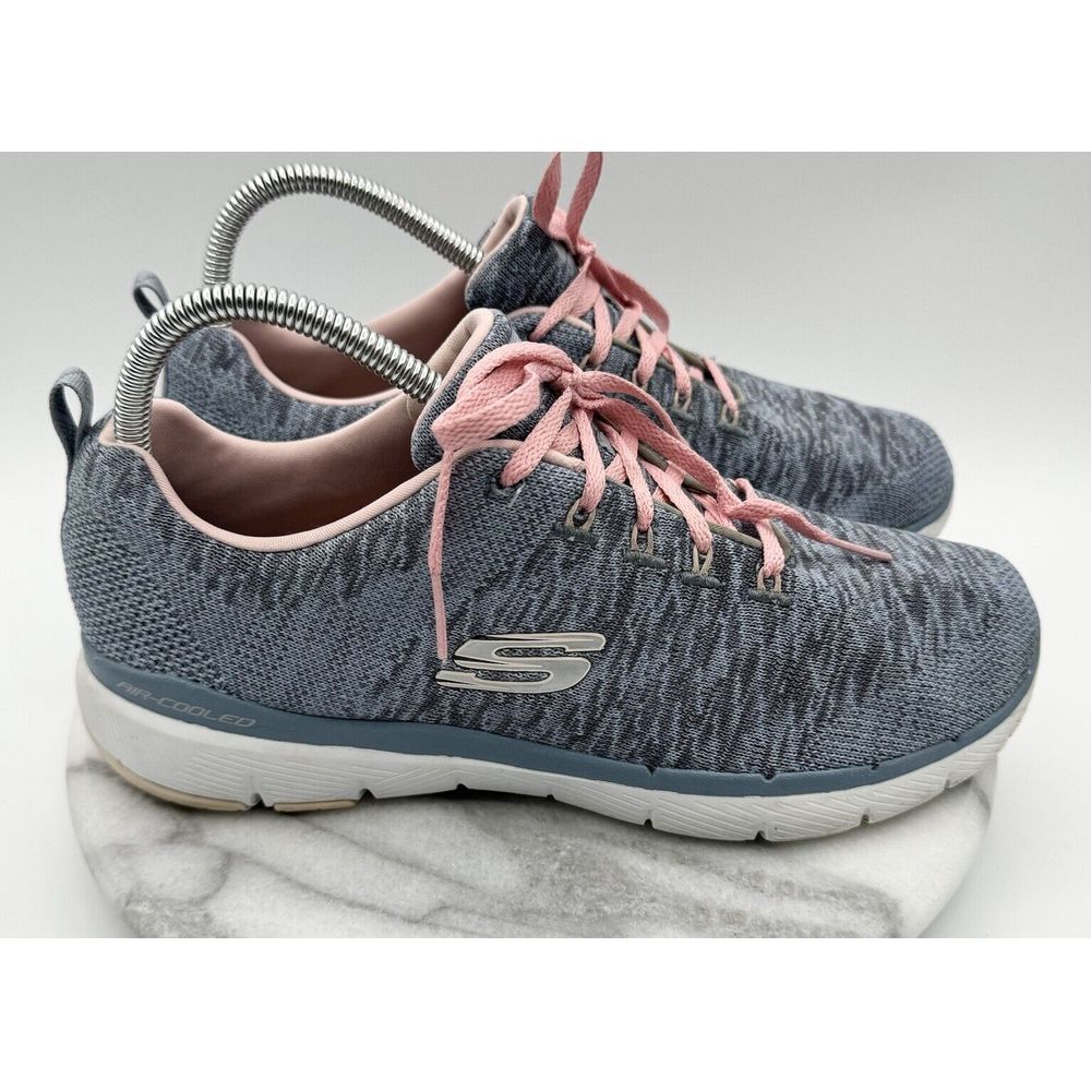 Skechers Women's Size 10 Blue Gray Mesh Lace Up Sneakers Running Shoes 13062SLTP